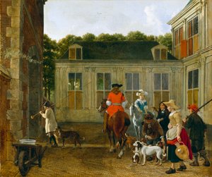 Hunting Party in the Courtyard of a Country House, c.1665